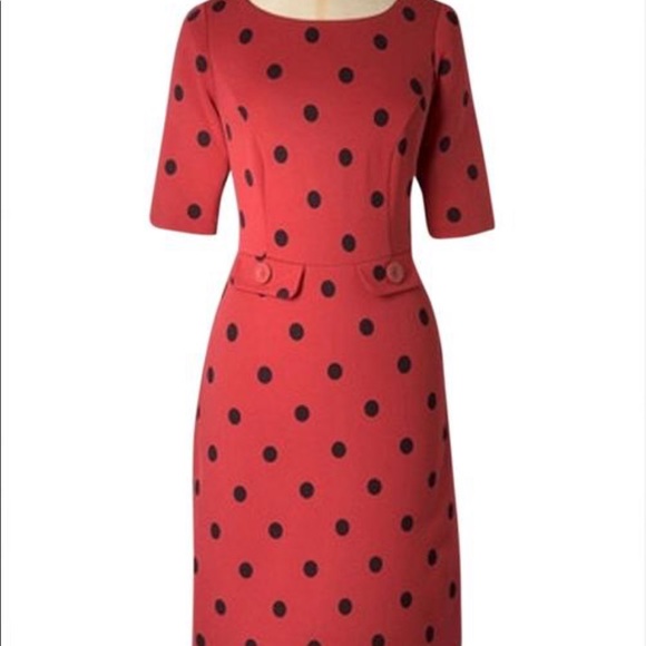Boden Dresses & Skirts - Boden Winter Audrey dress ruby polka dot size 6L